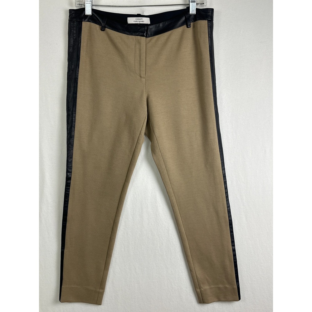 Robert Rodriguez Pants Women's 12 Faux Leather Trim Career‎ Casual Trousers